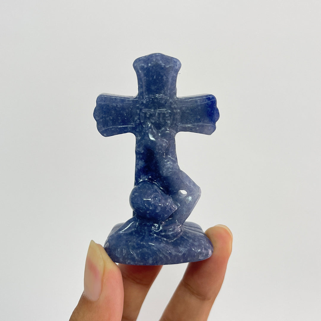 Natural Crystal Carving Skull Cross