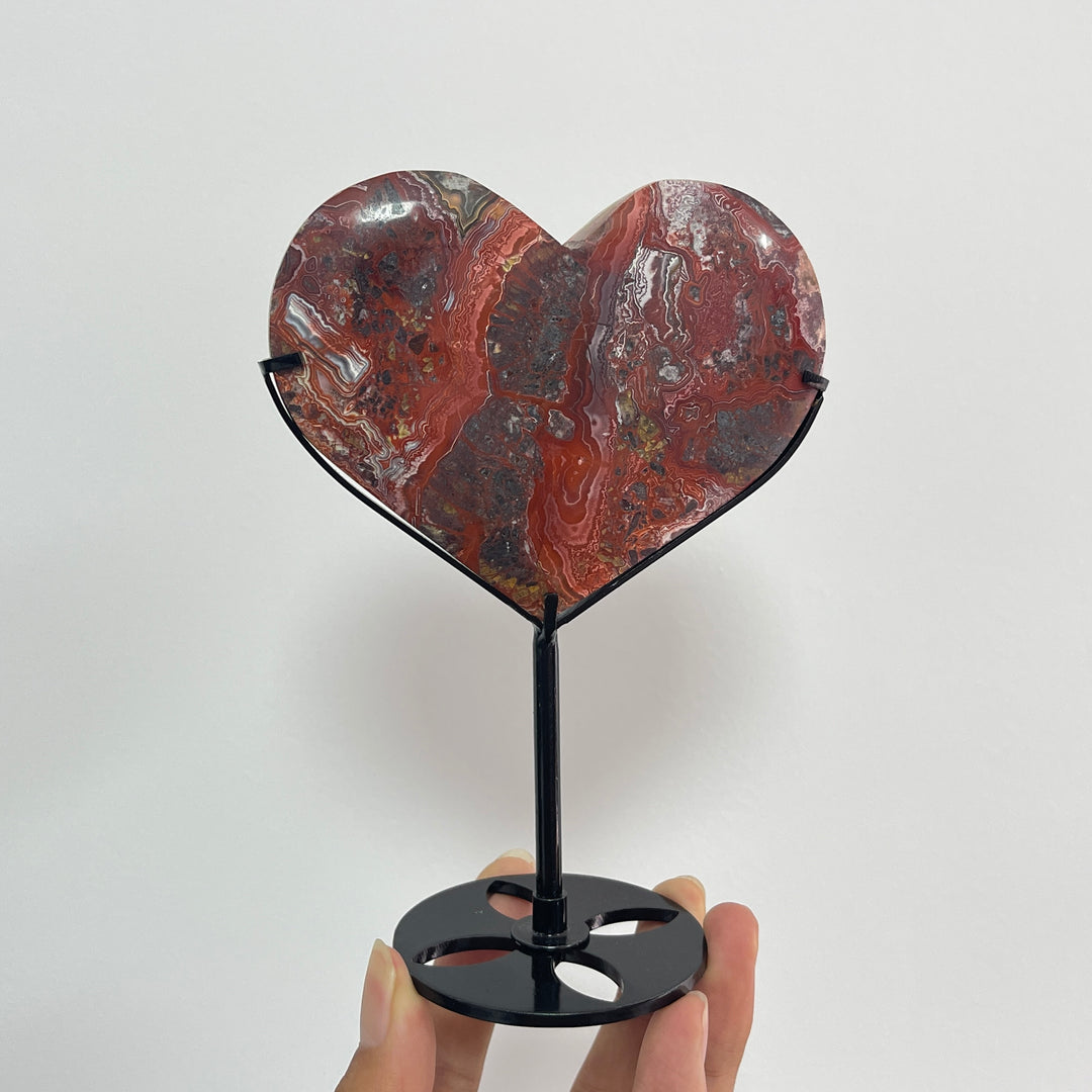 Único, Corazón de Ágata Mexicana Cristal Natural en Soporte