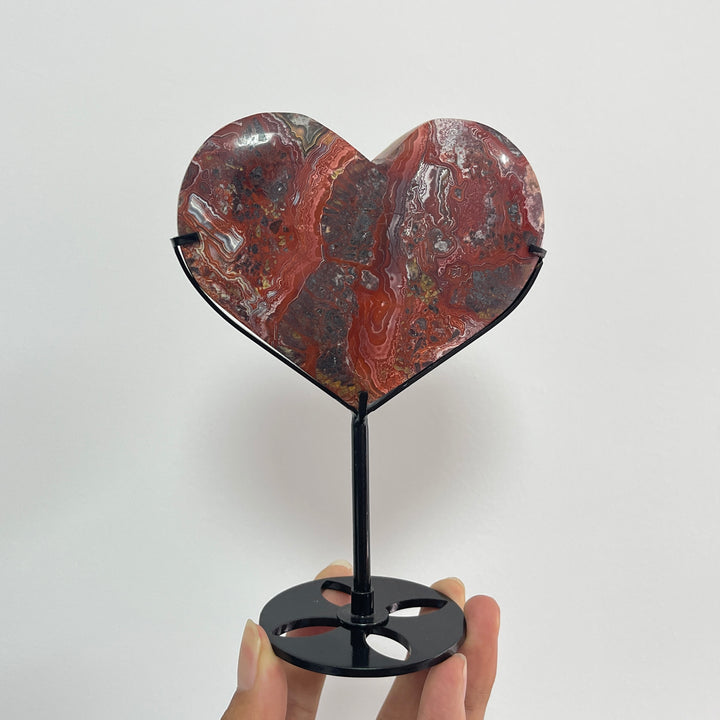Único, Corazón de Ágata Mexicana Cristal Natural en Soporte