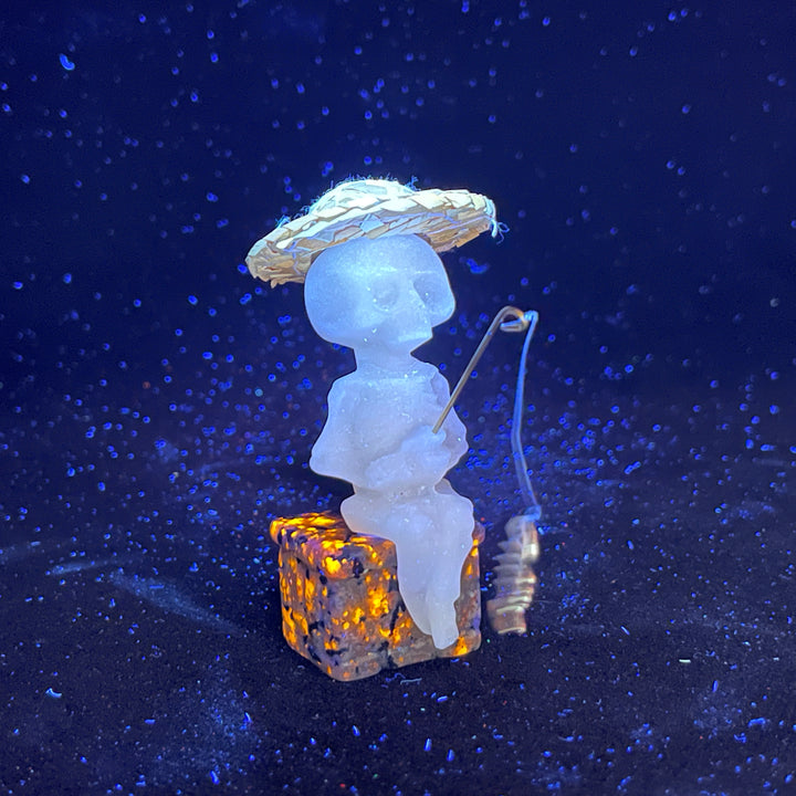 Natural Crystal Straw Hat Skeleton Fisher