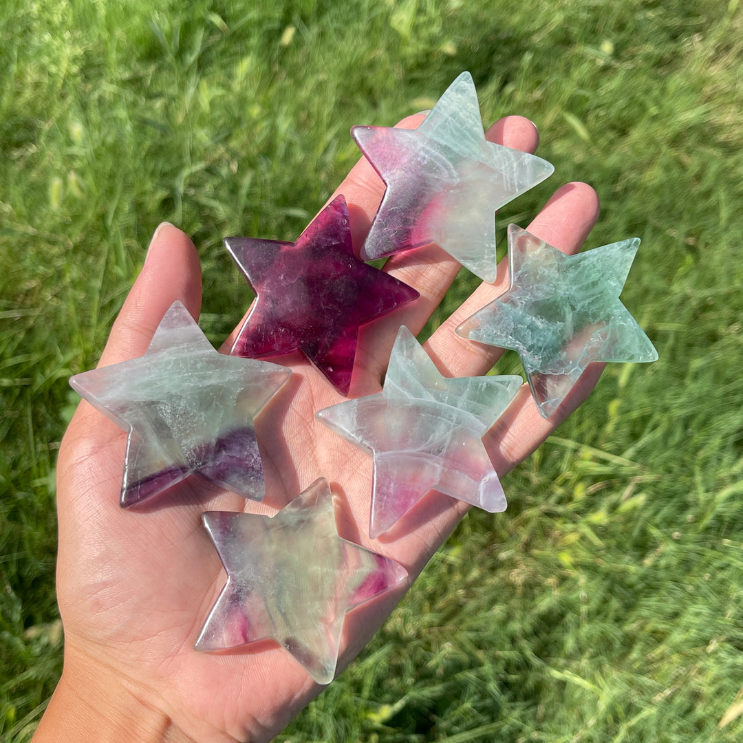 Natural Crystal Carving Fluorite Star