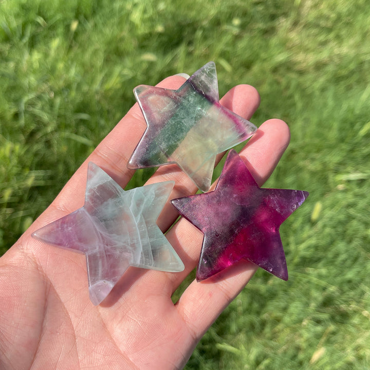 Natural Crystal Carving Fluorite Star