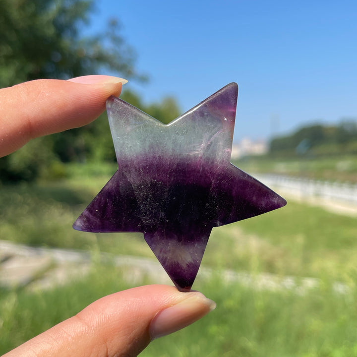 Natural Crystal Carving Fluorite Star