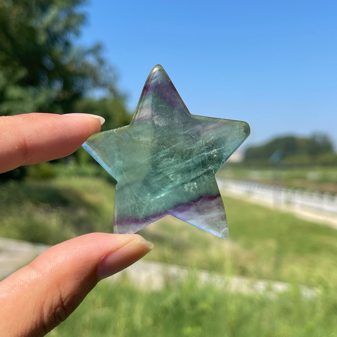 Natural Crystal Carving Fluorite Star