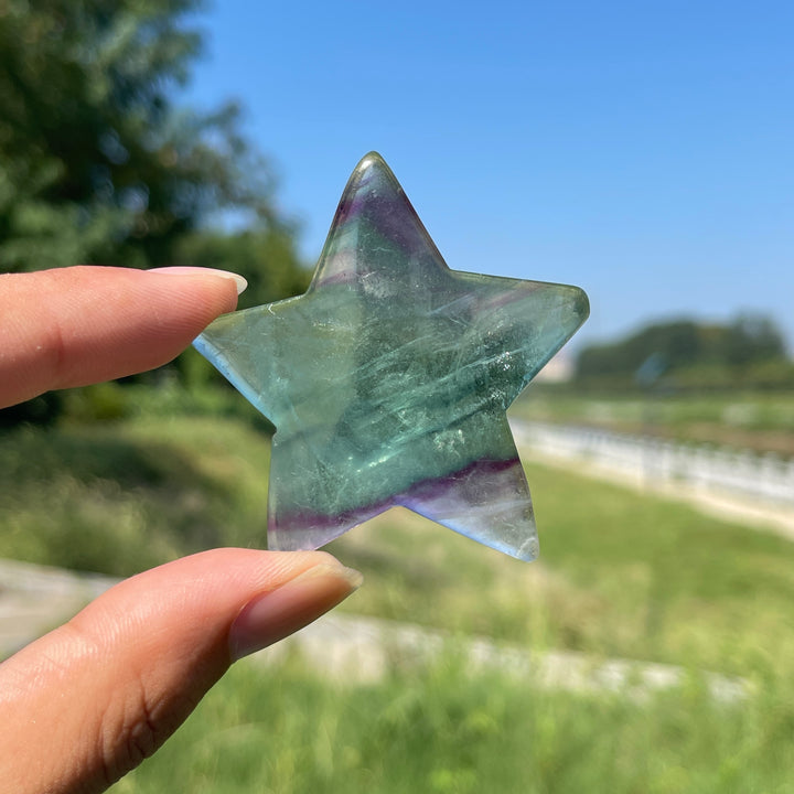 Natural Crystal Carving Fluorite Star