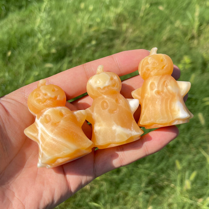 Natural Crystal Yellow Calcite Ghost Pumpkin