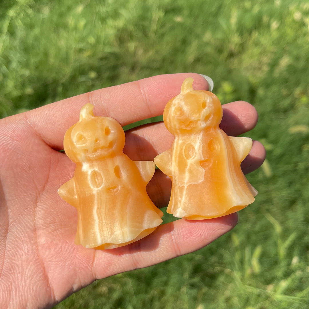 Natural Crystal Yellow Calcite Ghost Pumpkin