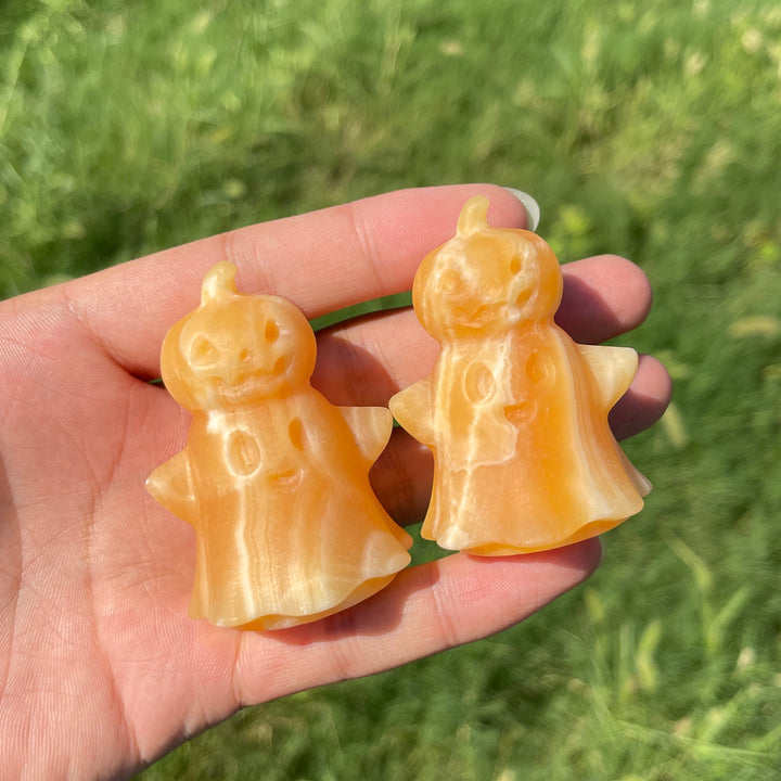 Natural Crystal Yellow Calcite Ghost Pumpkin