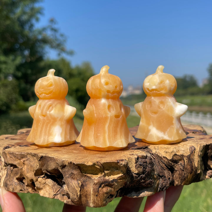 Natural Crystal Yellow Calcite Ghost Pumpkin