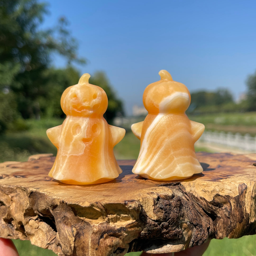 Natural Crystal Yellow Calcite Ghost Pumpkin