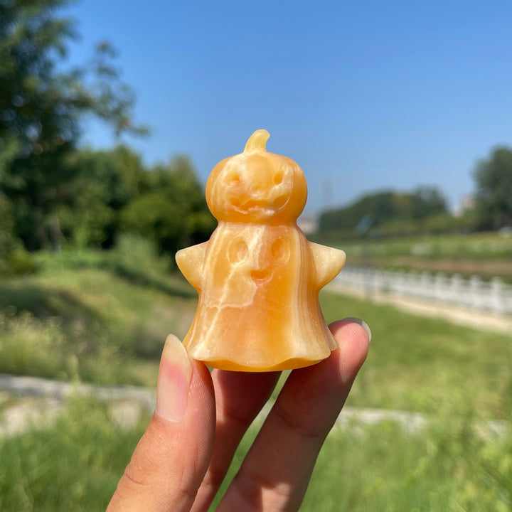 Natural Crystal Yellow Calcite Ghost Pumpkin