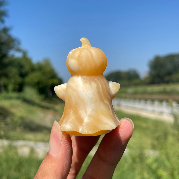 Natural Crystal Yellow Calcite Ghost Pumpkin