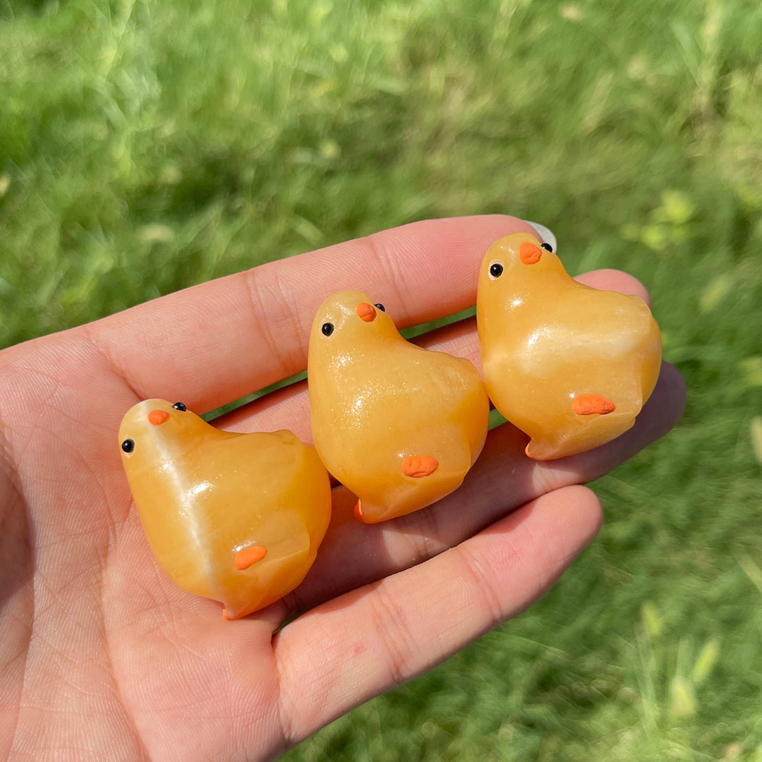 Natural Crystal Carving Yellow Calcite Chick