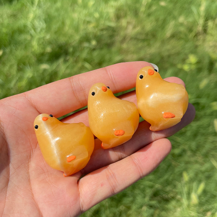 Natural Crystal Carving Yellow Calcite Chick