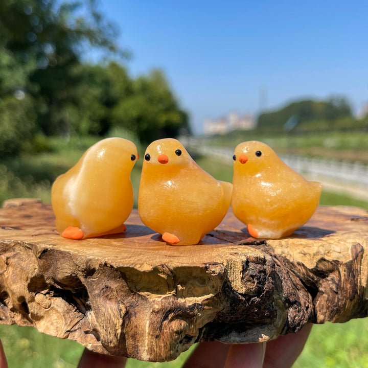 Natural Crystal Carving Yellow Calcite Chick