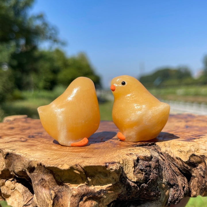 Natural Crystal Carving Yellow Calcite Chick