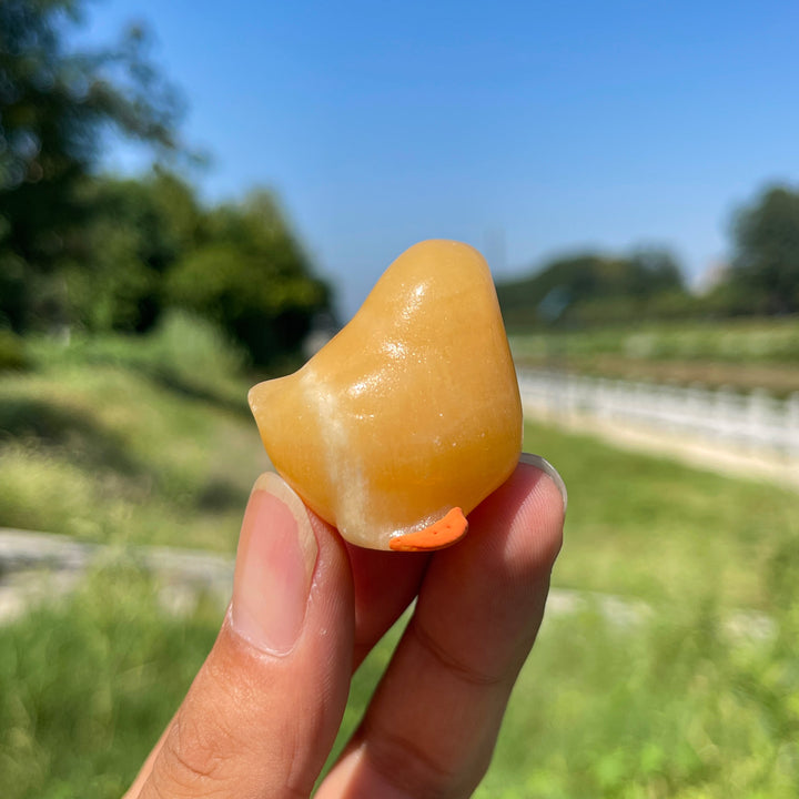 Natural Crystal Carving Yellow Calcite Chick