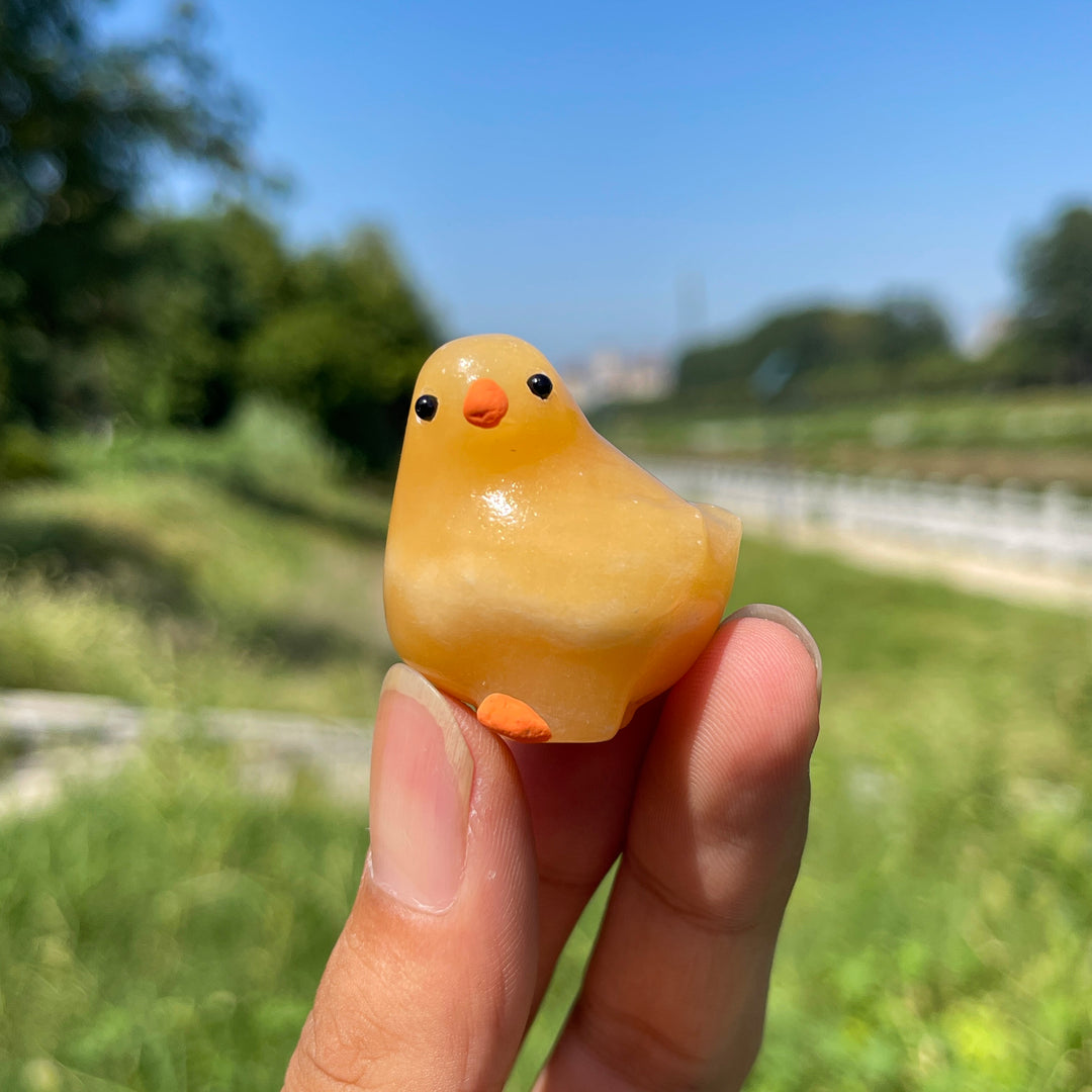 Natural Crystal Carving Yellow Calcite Chick