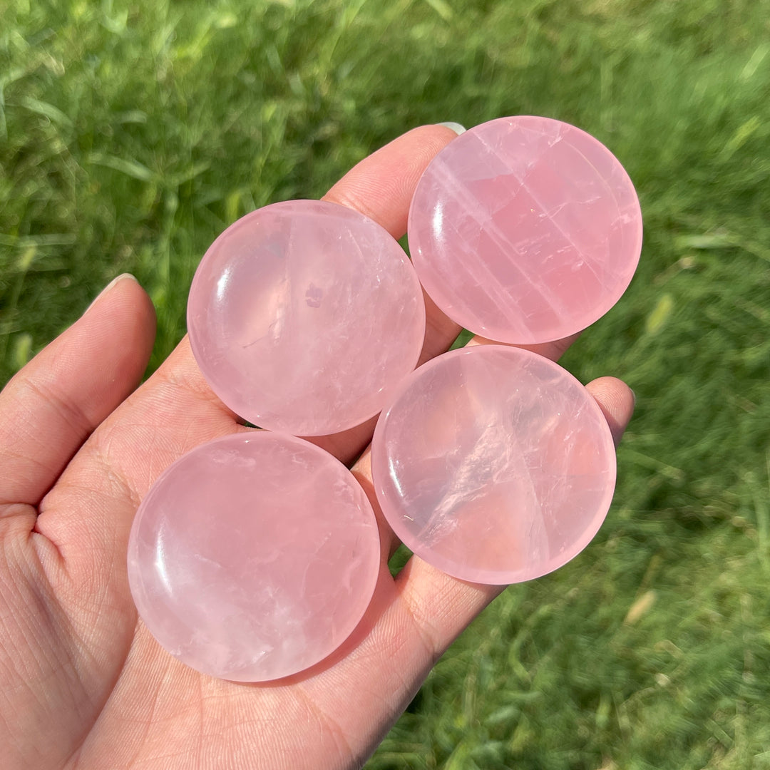 Natural Crystal Rose Quartz Palm Stone