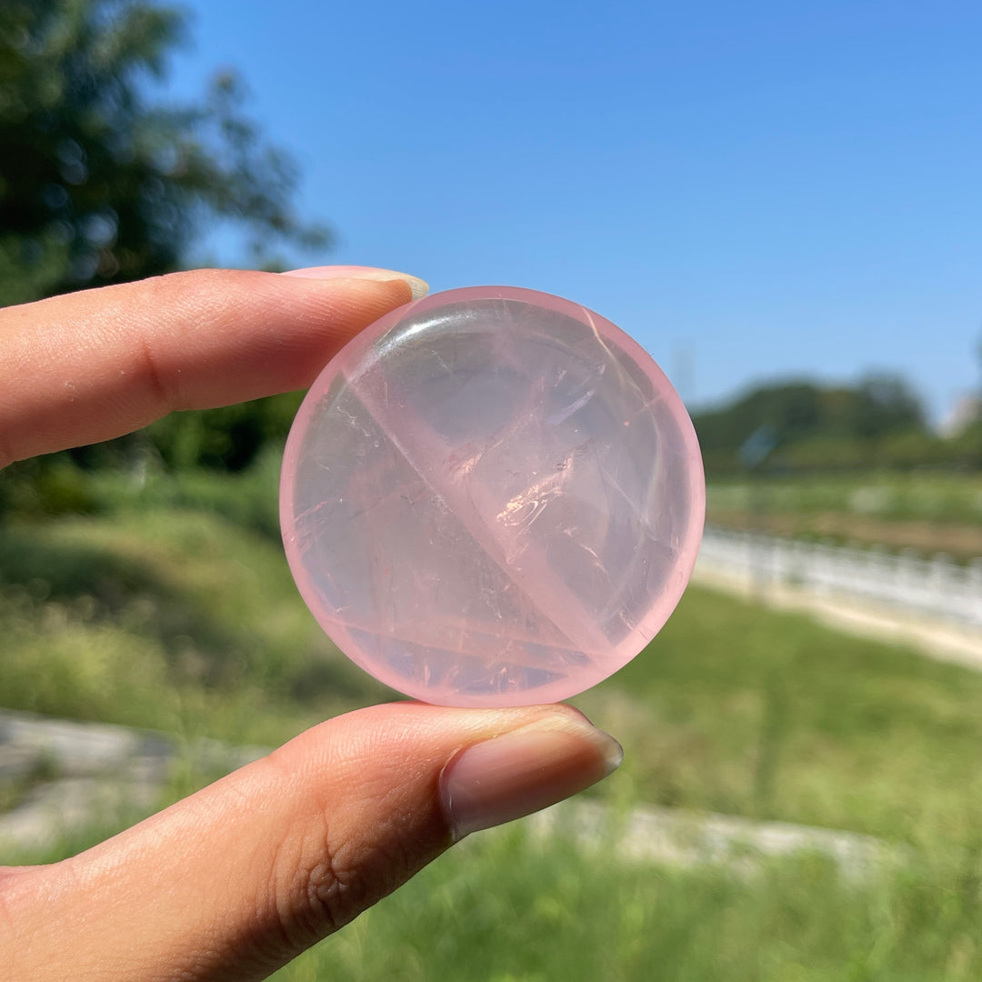 Natural Crystal Rose Quartz Palm Stone