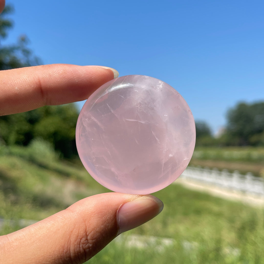 Natural Crystal Rose Quartz Palm Stone