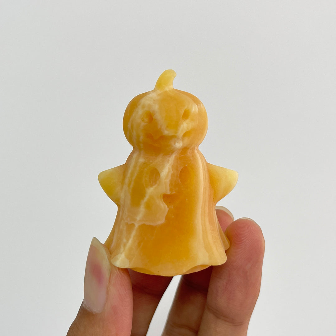 Natural Crystal Yellow Calcite Ghost Pumpkin