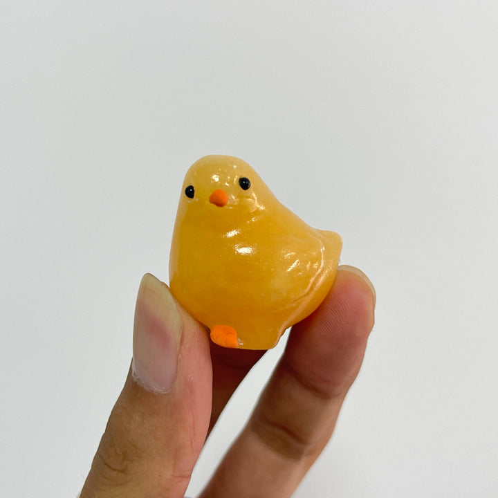 Natural Crystal Carving Yellow Calcite Chick