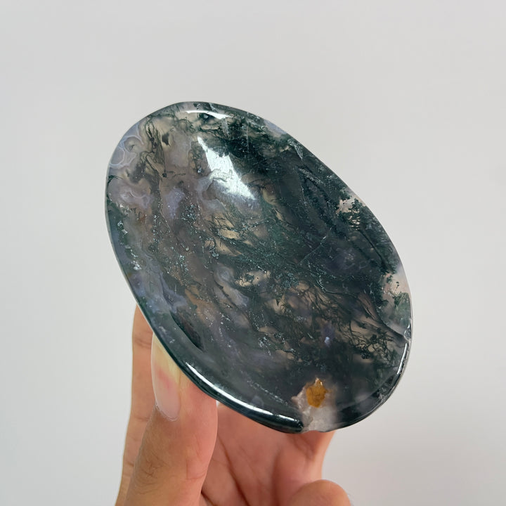 Unique,Natural Crystal Carving Moss Agate Bowl