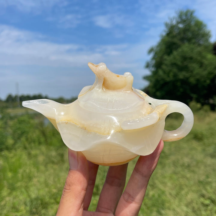Unique,A Slightly Imperfect Natural Elegant Afghanistan Jade Teapot Carving