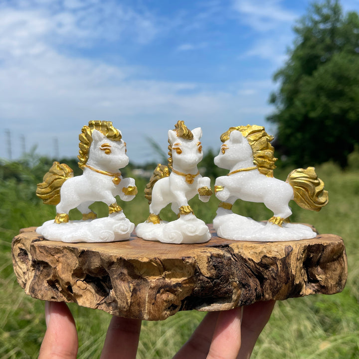 A Slightly Imperfect Natural Crystal White Jade Dashing Horse