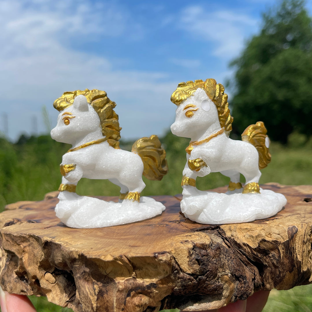A Slightly Imperfect Natural Crystal White Jade Dashing Horse