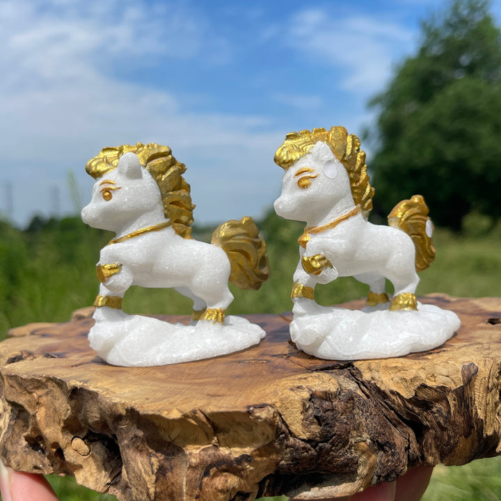 A Slightly Imperfect Natural Crystal White Jade Dashing Horse
