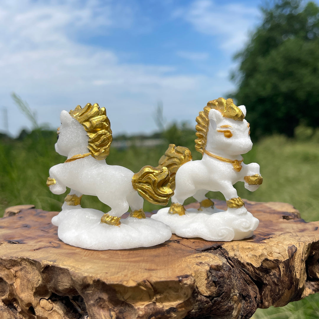 A Slightly Imperfect Natural Crystal White Jade Dashing Horse