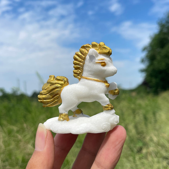 A Slightly Imperfect Natural Crystal White Jade Dashing Horse
