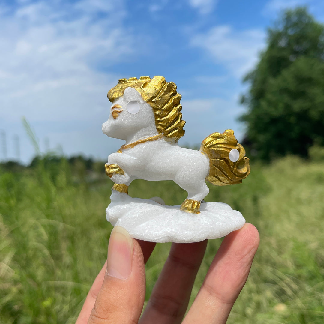 A Slightly Imperfect Natural Crystal White Jade Dashing Horse