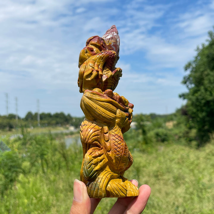 Unique,A Slightly Imperfect Natural Crystal Carving Coiled Chinese Dragon
