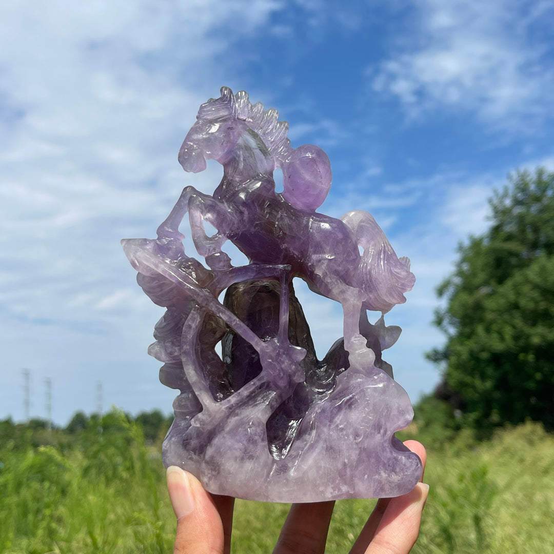 Unique,A Slightly Imperfect Natural Crystal Carving Ametrine Horse