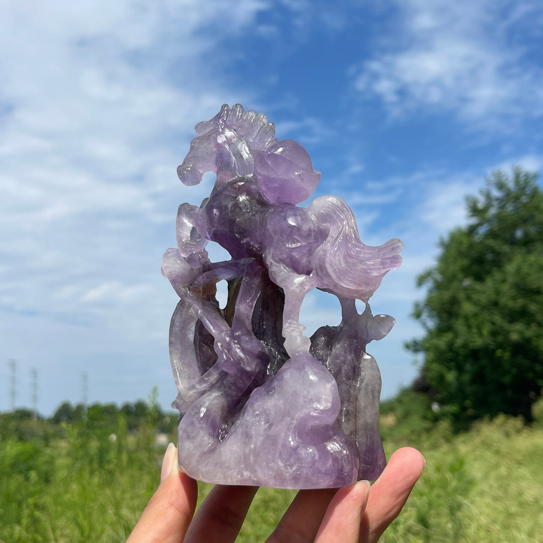 Unique,A Slightly Imperfect Natural Crystal Carving Ametrine Horse