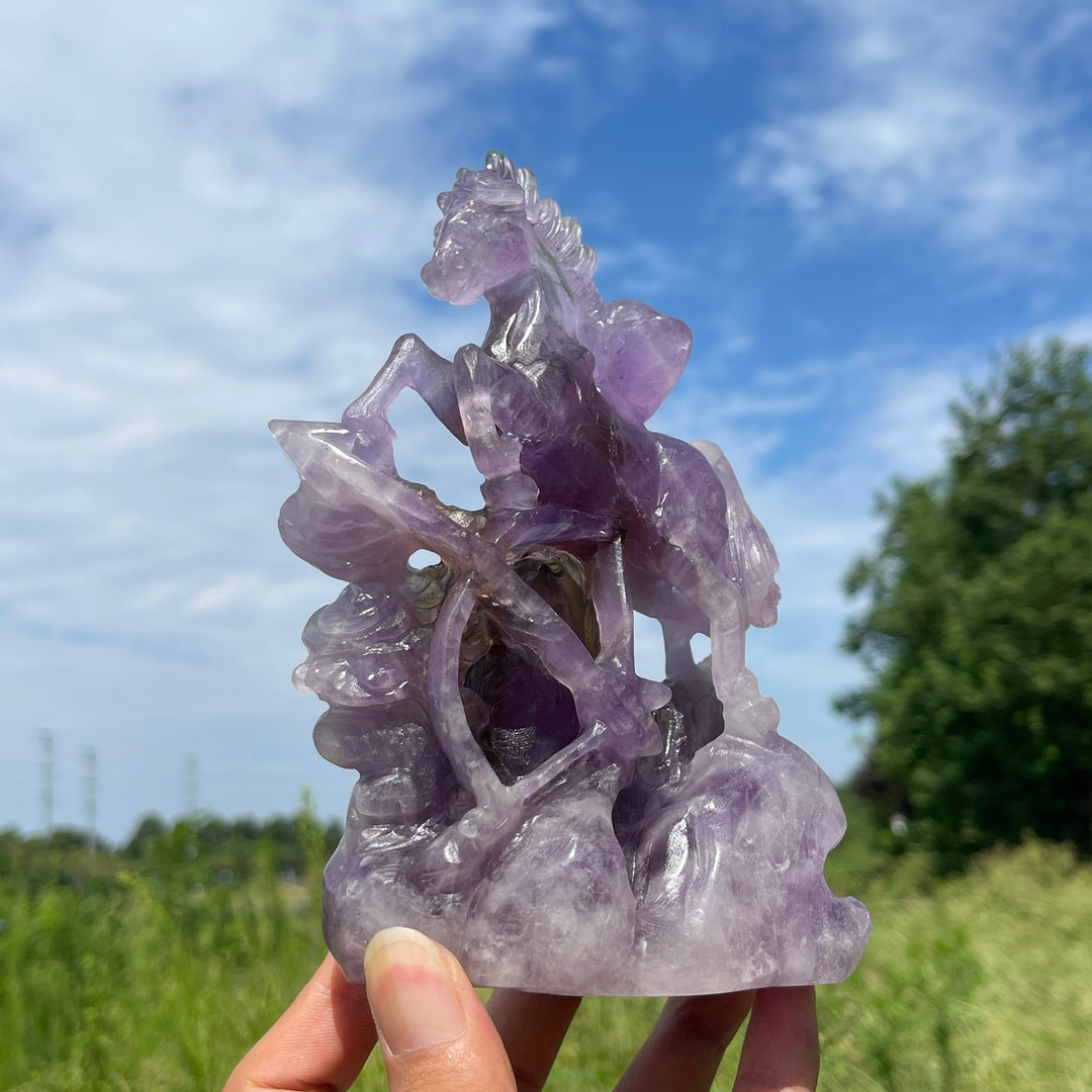 Unique,A Slightly Imperfect Natural Crystal Carving Ametrine Horse