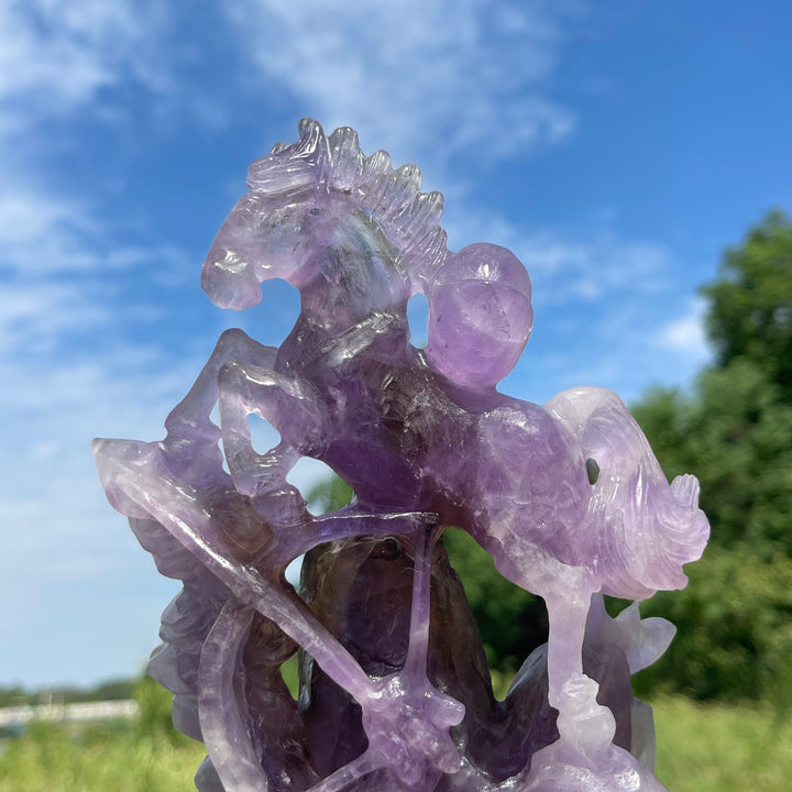 Unique,A Slightly Imperfect Natural Crystal Carving Ametrine Horse