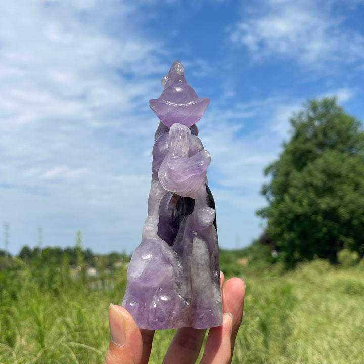 Unique,A Slightly Imperfect Natural Crystal Carving Ametrine Horse