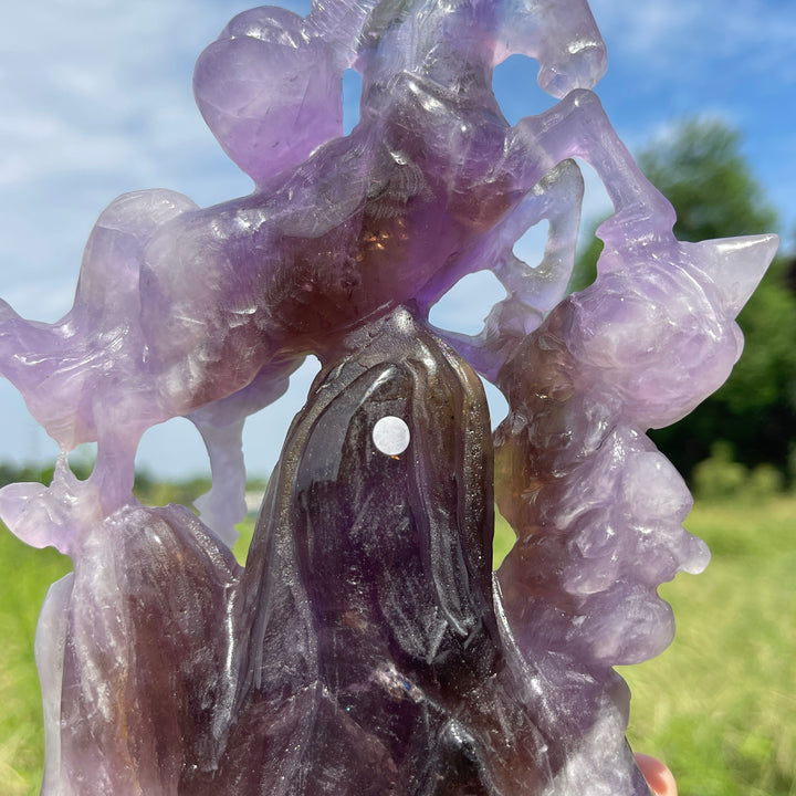 Unique,A Slightly Imperfect Natural Crystal Carving Ametrine Horse
