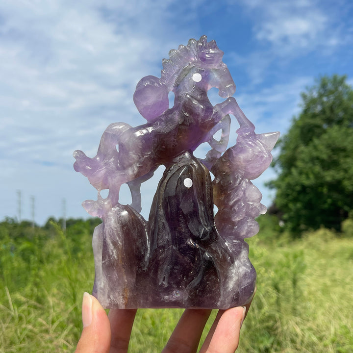 Unique,A Slightly Imperfect Natural Crystal Carving Ametrine Horse