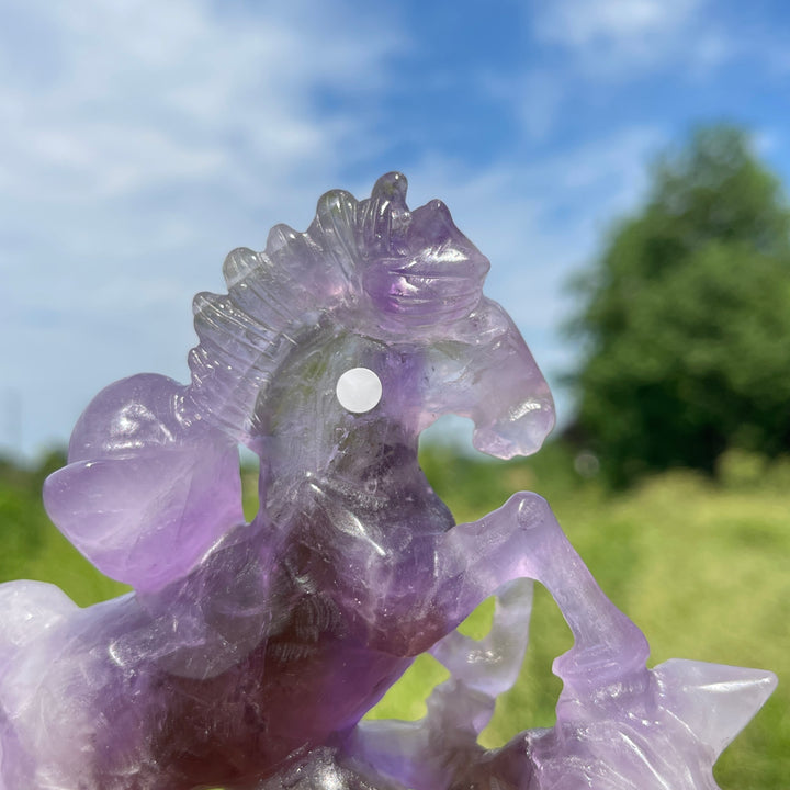 Unique,A Slightly Imperfect Natural Crystal Carving Ametrine Horse