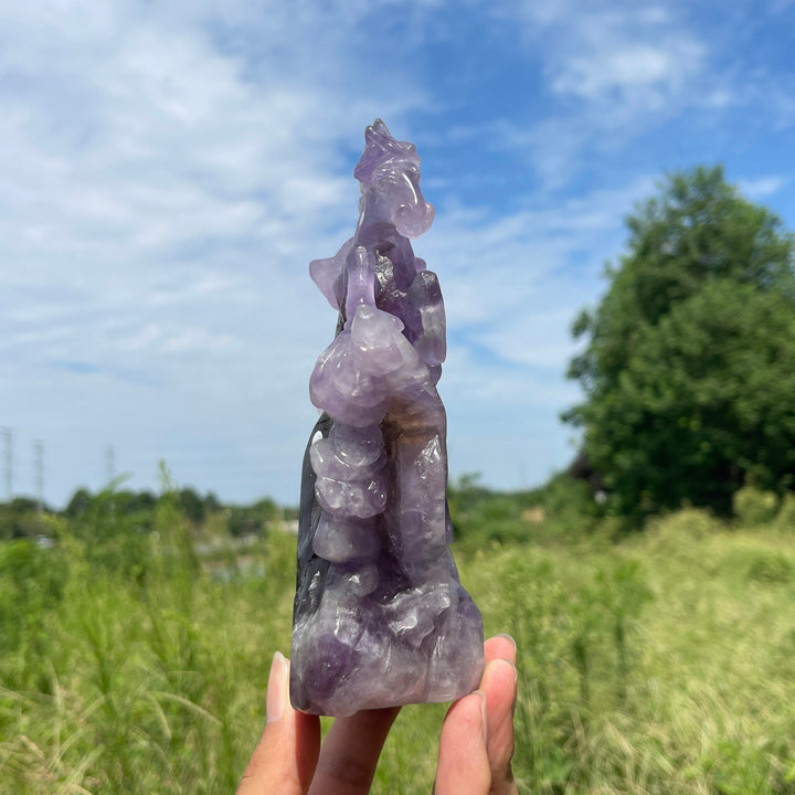 Unique,A Slightly Imperfect Natural Crystal Carving Ametrine Horse