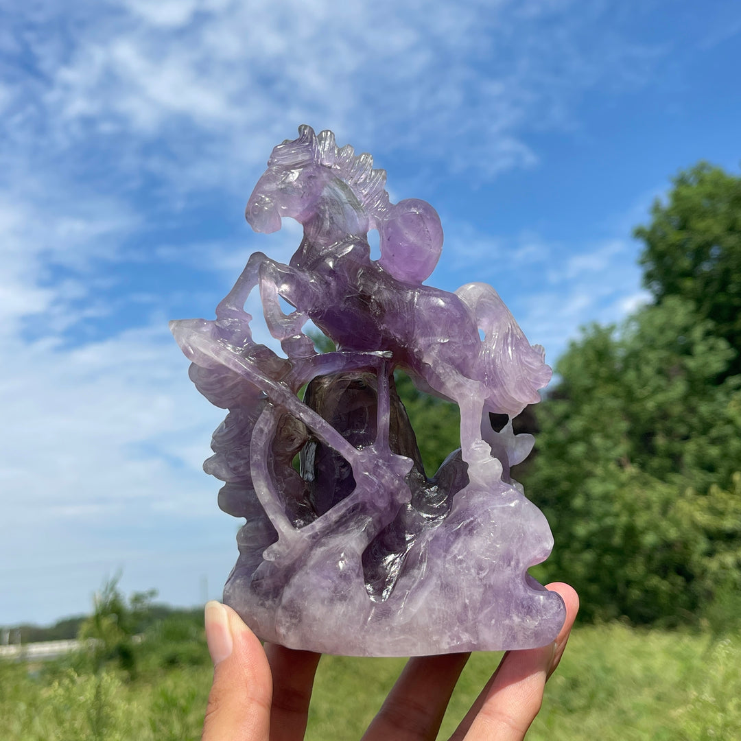 Unique,A Slightly Imperfect Natural Crystal Carving Ametrine Horse
