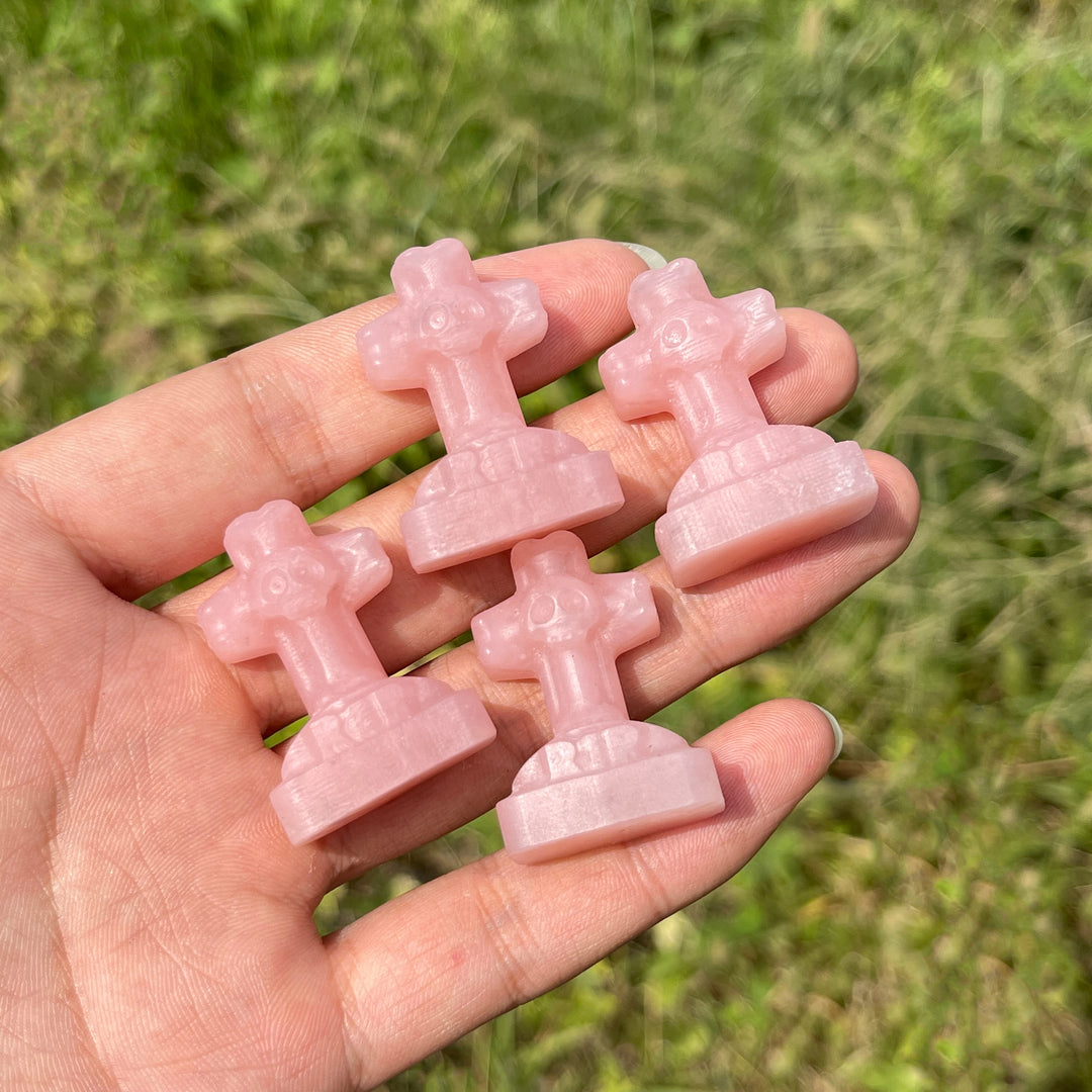 Natural Crystal Mini Skull Cross Carving