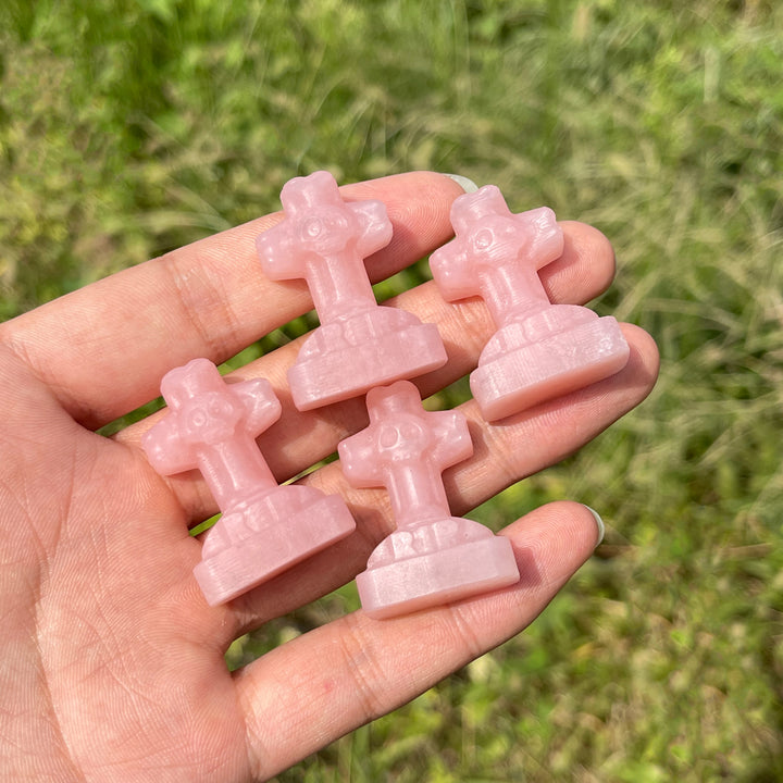 Natural Crystal Mini Skull Cross Carving
