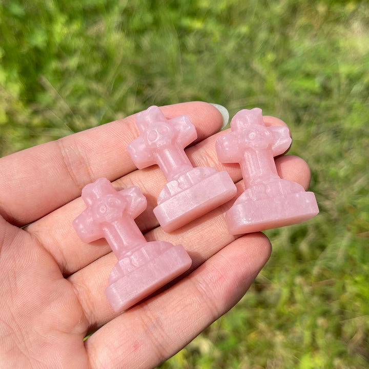 Natural Crystal Mini Skull Cross Carving
