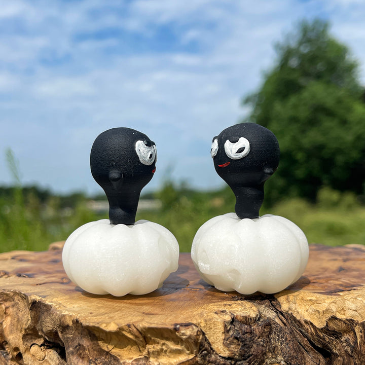 Natural Crystal Whimsical Carving White Jade Pumpkin Ghost